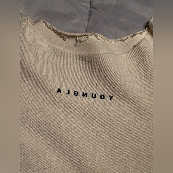 YoungLA raw edge terry reversible crewneck - cream - Men size M - Picture 4 of 5